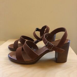 Ariella Brown Suede Heeled Sandals